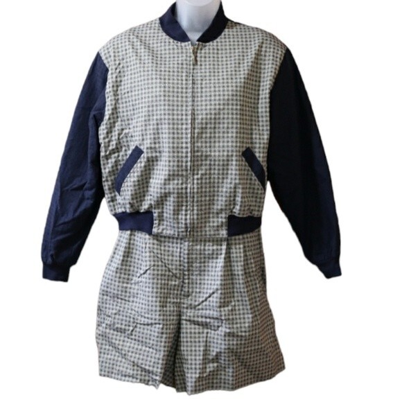 Haley Vintage Short & Jacket Set Gingham Plaid Cotton Medium - Picture 1 of 16
